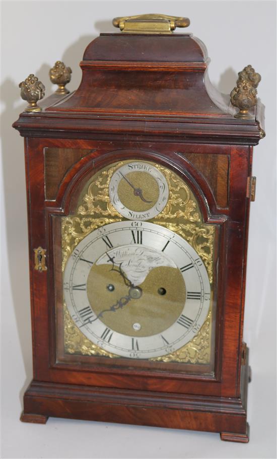 William Dorrell of London. A George III mahogany bracket clock, 18in.